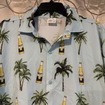 Corona Extra Beer Hawaiian SS Button Up Shirt Mens Blue Palm Trees Aloha XL - $18.50