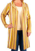 Ny Collection Womens Plus Size Long Striped Jacquard Knit Cardigan Yellow 3X - £27.87 GBP