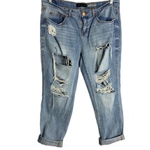 Aeropostale Destroyed Boyfriend Jeans 10 Med Wash Cropped Distressed Mid... - $23.07