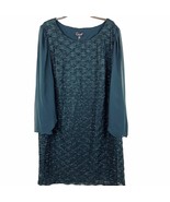 Connected Apparel Metallic Capelet Sheath Dress Plus Size 18W Green Part... - $467.49 MXN