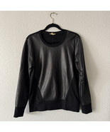 HELMUT LANG Wool-Backed Leather Crew Neck Pullover Sweatshirt BLACK  $399 - $65.84 CAD