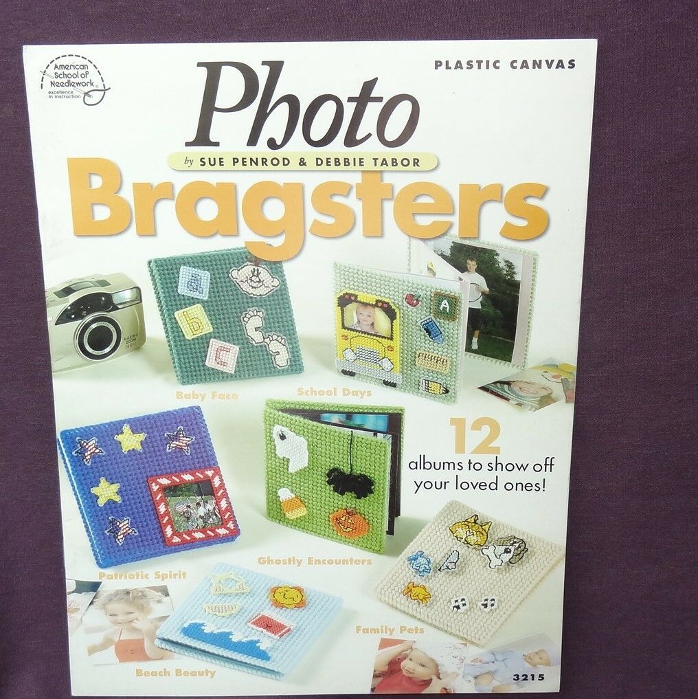 Photo Bragsters  Plastic Canvas 2004 12 Carry Along Albums Beach Patriotic Pets - $13.95