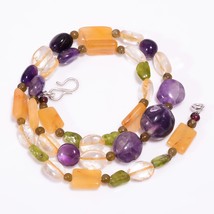 Natural Amethyst Citrine Aventurine Gemstone Beads Necklace 3-15 mm 18&quot; ... - £8.56 GBP