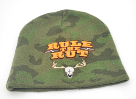 Rule The Rut Mens Beanie Hat Buck Stop Embroidered Stocking Cap VG Green... - £6.29 GBP