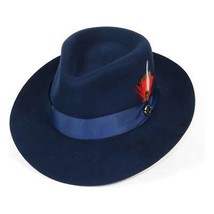 Bruno Capelo Hat Australian Wool Fedora Pinch Front Milan Snap Brim Mi501 Navy image 2