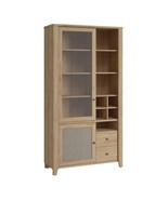 Classic Style Large Rattan Effect Oak Home Display Cabinet Storage Unit ... - £644.88 GBP