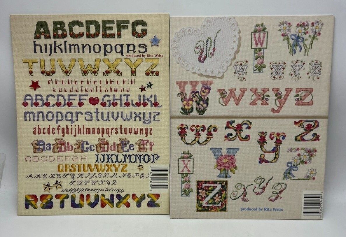 2 American School of Needlework: Alphabet Cross Stitch Books 3600 and 3660   - $22.95