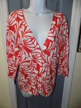 BANANA REPUBLIC CORAL FLOWER PRINT CARDIGAN SIZE L WOMEN&#39;S EUC - £17.50 GBP