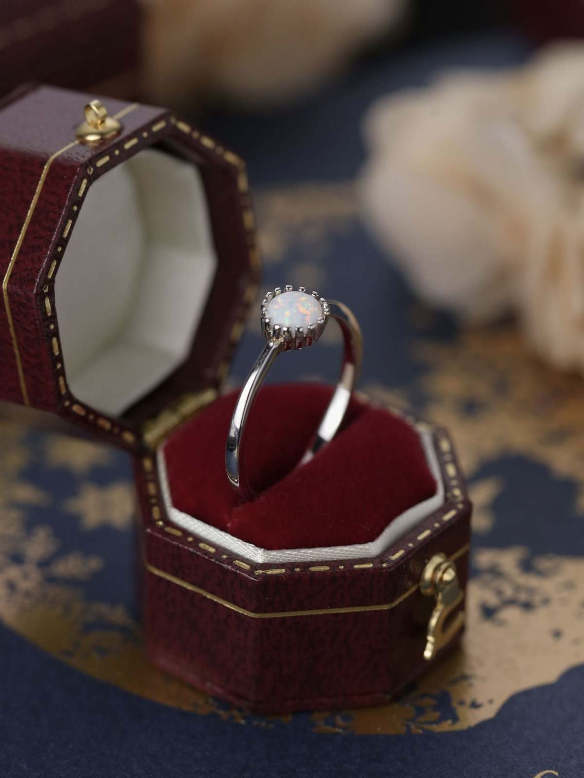 S925 Sterling Silver Fashion Simple Round Opal Ring for Women Item image 6