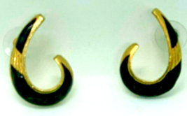 Earrings~ Dk. Multicolor Enamel Swirl Earrings Gold Plated Pierced Post 1 1/8&quot; - £7.20 GBP