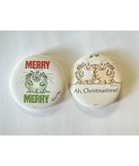 Vintage Pins Lot Of 2 Boynton 80s Merry Merry Christmastime Holiday Buttons - $15.83