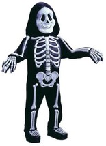 Boys White Skeleton 3-D Jumpsuit Skelebones 6 Pc Toddler Halloween Costu... - £15.56 GBP