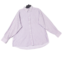 Izod Men&#39;s Blue Pink Stripe Long Sleeve Dress Shirt Size 17.5 34/35 Butt... - €12,23 EUR
