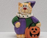 Midwest Eddie Walker Tabby Cat Clown Costume Carved Halloween Figurine 3.5&quot; - £11.61 GBP