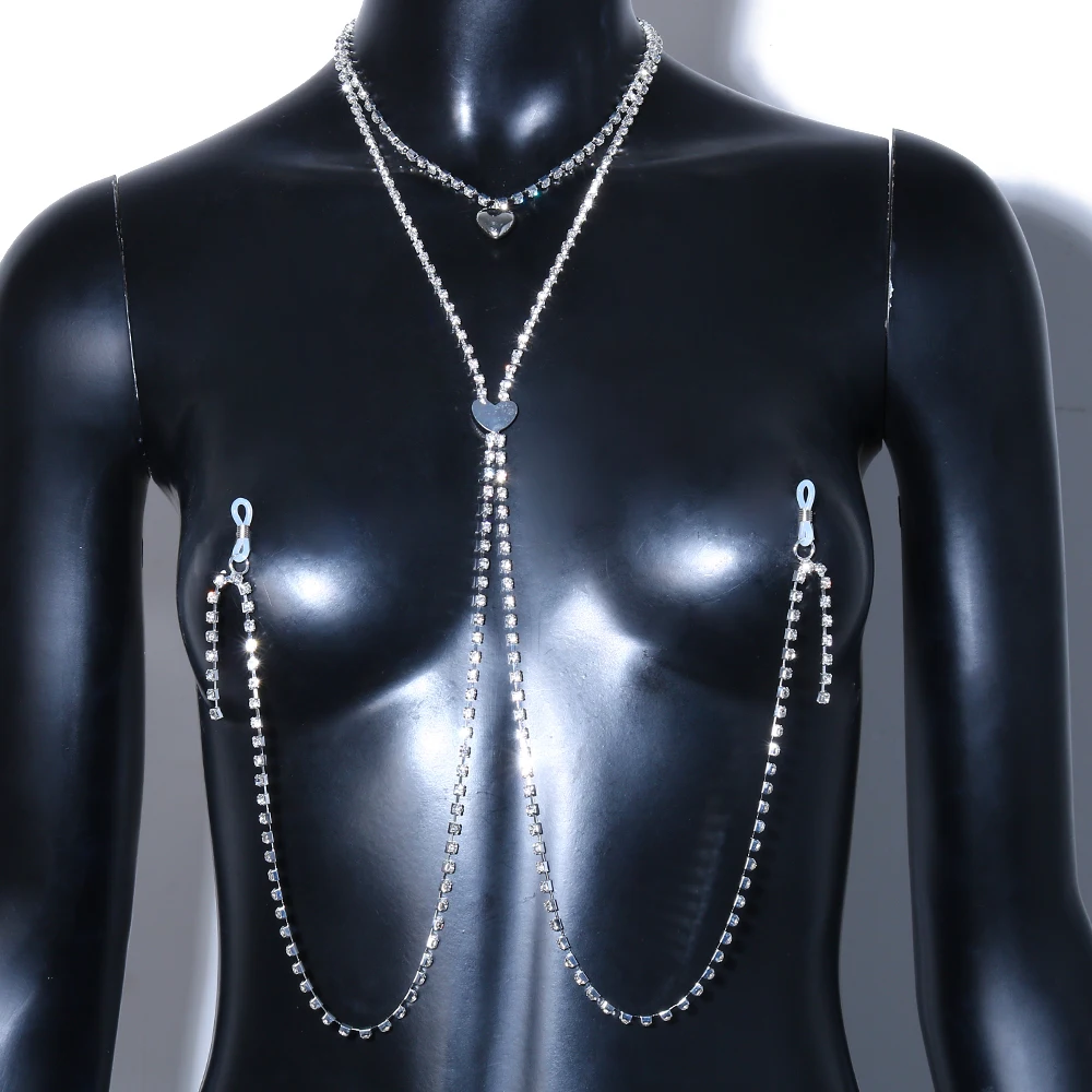 Sporting Fashion Metal Heart A Chain Jewelry with Ak Non Piercing Rhinestone Bod - £19.28 GBP