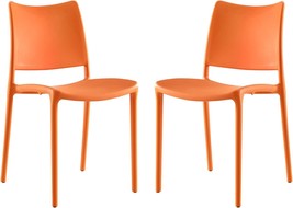 Modway Hipster Contemporary Modern Molded Plastic Stacking Two Dining Chairs In - £156.57 GBP