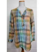 Isabella Sinclair Anthropologie Womens Plaid Cotton Tunic Shirt Small - $11.88