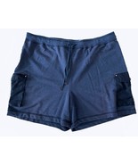 Ladies Stretch Shorts, Denim Blue Color, Two Patch Pockets, Drawstring, XL - $23.62 CAD