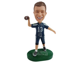 Custom Bobblehead Football Player About To Throw His Football In Full Speed - Sp - £70.97 GBP