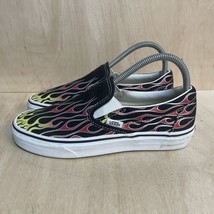 Vans Slip On Shoes Womens 7.5 Mens 6 Mash Up Flames Black Red Yellow Sne... - $27.75