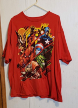 Marvel Characters Adult 2XL Red Crew Neck Logo Short Sleeve Tee Mens XXL - $9.89