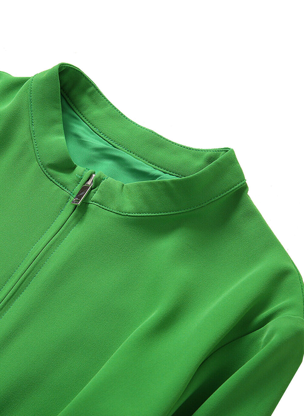 Kate Middleton Inspired Green Belted High Neck Zip Front Fit-&-Flare Coat Dress Item image 8