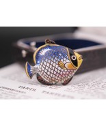 Vintage Cloisonné Enamel Fish Pendant | Hand-Painted Tropical Charm | St... - $1,494.90 MXN
