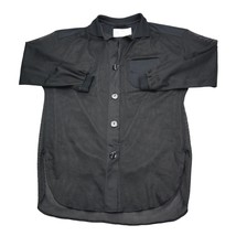 Dotti Shirt Womens Black Long Sleeve Collared Sheer Button Pocket Blouse - $18.69