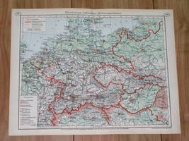 1938 Vintage Map Of Germany Poland Central Europe Air Transportation Airlines - $24.51