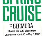 1967 South Carolina Bankers Convention Cruise to Bermuda Brochure SS Brasil - $19.78