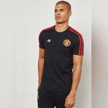 Adidas Manchester United Black Red Stripe T-Shirt Men&#39;s X Soccer Fútbol ... - $61.38