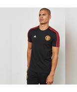 Adidas Manchester United Black Red Stripe T-Shirt Men&#39;s X Soccer Fútbol ... - £48.16 GBP