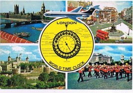 United Kingdom UK Postcard London World Time Clock Multi View - £2.34 GBP