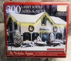 St Nicolas Square 300 LightI Icicle add-A Set/White Wire/Clear Bulbs/ - £17.36 GBP