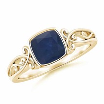 ANGARA Vintage Style Cushion Sapphire Solitaire Ring for Women in 14K Solid Gold - £709.26 GBP