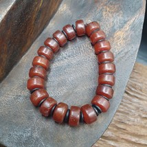 Bracelet ancien perles en agate cornaline en forme de pneu 12 mm BRGT-2 - $121.99