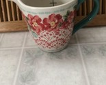 the pioneer woman stoneware 4 cup measuring cup Red Floral Turquoise Handle - £18.39 GBP