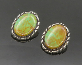 SOUTHWESTERN 925 Sterling Silver - Vintage Turquoise Drop Earrings - EG10105 - £74.70 GBP