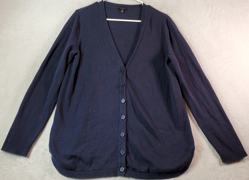 Talbots Cardigan Sweater Womens Medium Navy Knit Long Sleeve V Neck Butt... - $14.44