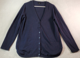 Talbots Cardigan Sweater Womens Medium Navy Knit Long Sleeve V Neck Button Front - £11.54 GBP