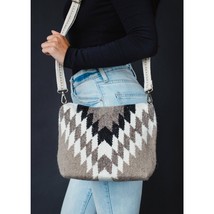 Taupe, Cream, Black Western Southwestern Aztec Woven Cotton Crossbody Bag - €47,46 EUR