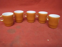 Lot of 4 Vintage Anchor Hocking Fire King Stackable Mugs Red - $34.64
