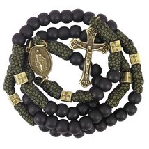 Nazareth Store Antique Bronze Paracord Rosary Necklace with Durable Black Matte  - £19.73 GBP