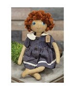 farmhouse primitive country rustic raggedy MOLLY 16&quot; stuffed DOLL w blue... - £39.95 GBP