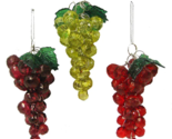 Kurt Adler Set of 3 Acrylic 4&quot; Beaded Grape Cluster Christmas Ornaments ... - $22.88