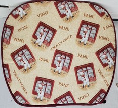1 (One) Kitchen Cushion Chair Pad, Burgundy Ties, 15&quot;x15&quot;, Red Fat Chef, Vino,Bh - £7.93 GBP
