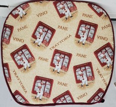 1 (One) Kitchen Cushion Chair Pad, Burgundy Ties, 15&quot;x15&quot;, Red Fat Chef, Vino,Bh - £7.90 GBP