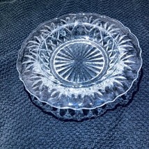 Clear Cut Glass Flared 7” Candy Trinket Dish With Fan Bottom Design Vintage - £13.27 GBP