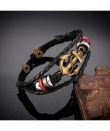 Mens Leather Anchor Bracelet - $21.65 CAD