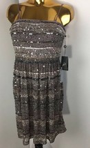 Adrianna Papell Stripeless Stripe  Stone Beaded Party Short Dress 0M   $299 - $49.49